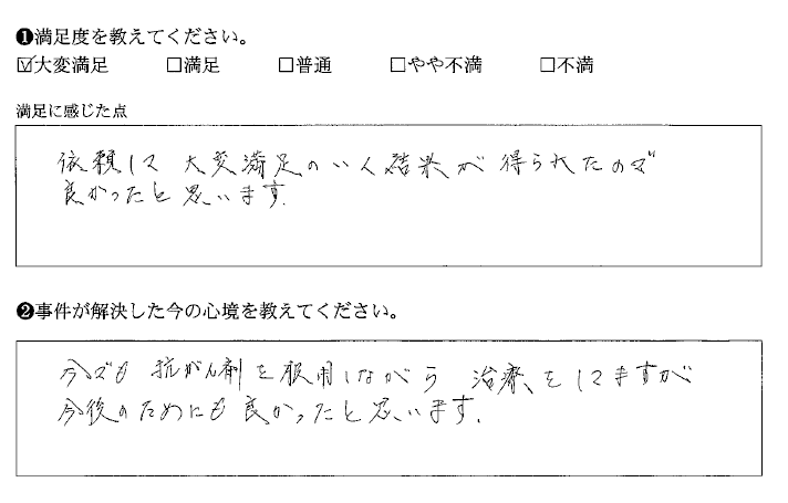 大変満足のいく結果が得られました