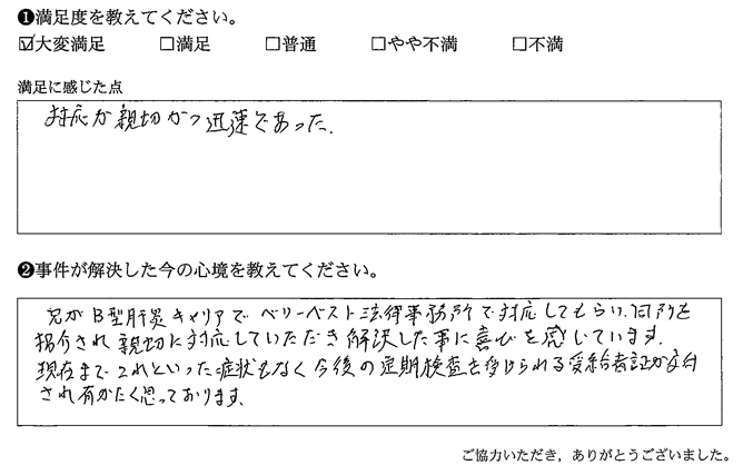 親切に対応していただき解決した事に喜びを感じています