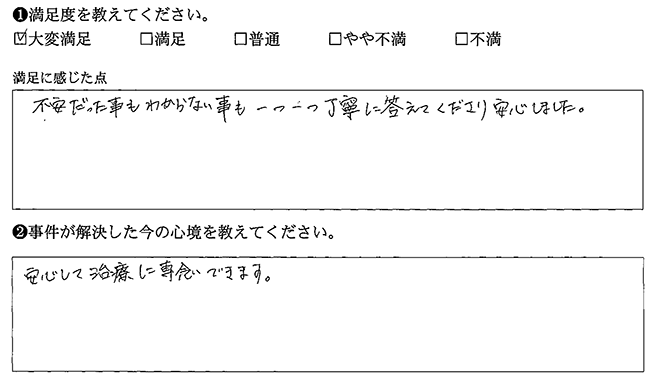 安心して治療に専念できます